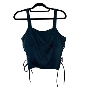 The Drop side tie Corset Rain forest green Sleeveless Top with adjustable straps